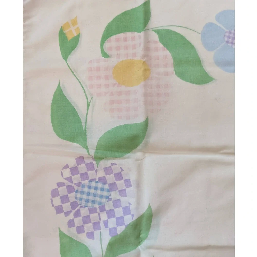 Vintage 70s Pillowcase, Anita Wagenvoord Patchwork Floral Design, Floral Bedding